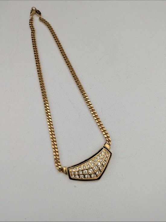 Vendome Jewelry - Vintage Vendome Gold-plated Pavé Bar Necklace - Women Jewelry